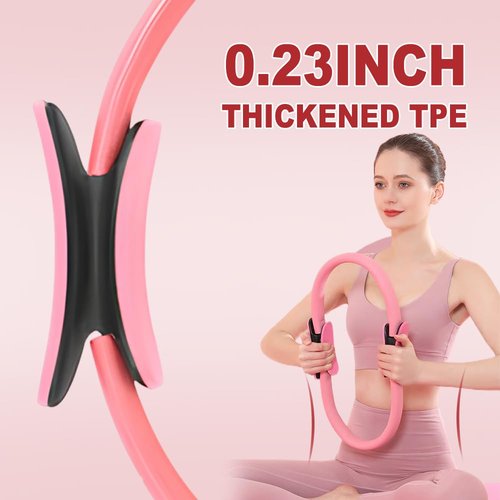 Moonboat Pilates Ring Fitness Trainer, Dual Padded Handles Yoga Rings for Beginners Toning Arms, for Home Workout Mat & Reformer Workouts (Grey, 33cm)