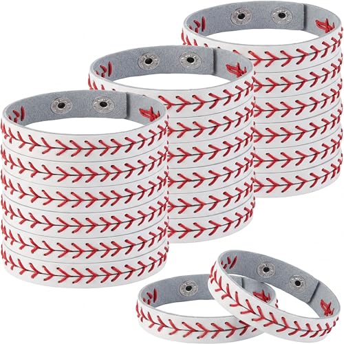 Retrowavy Leather Baseball Bracelet Adjustable Wristbands - Variation 10