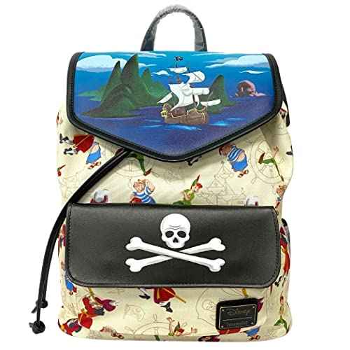 Loungefly Captain Hook Skull Peter Pan Pirate AOP Rucksack Bag