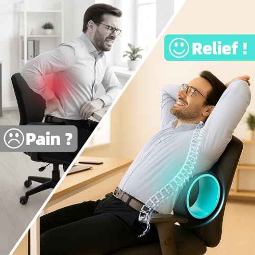 Back Roller Wheel Set of 4 with 2 Yoga Blocks ? Foam Back Stretcher for Pain Relief, Spine Cradle Deep Tissue Massage Roller for Stretching & Physical Therapy