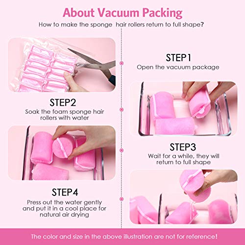 Foam Sponge Hair Rollers Set 56 Pieces in Mixed Color - 6 Sizes with Comb