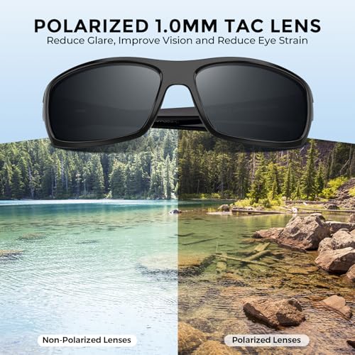 KastKing Kateel Full Wrap Sport Sunglasses with Smoke Lenses, Black Frame