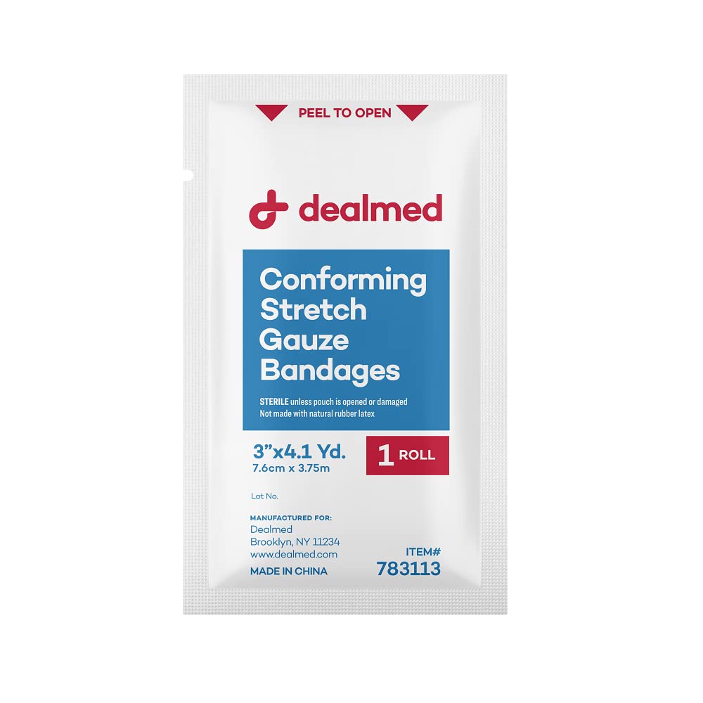 Dealmed Sterile Conforming Stretch Gauze 3 in - Latex Free - 12 Rolls