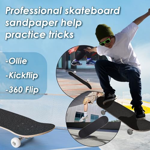4 Pcs Skateboard Grip Tape 33x9 Inches No Air Bubbles Black - Variation of 4Pcs 9x33"