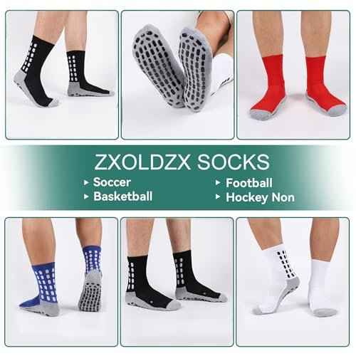 2/4/6 Pairs Men's Soccer Socks Grip Pads Non Slip Football Baseball Soccer Socks for Men Women