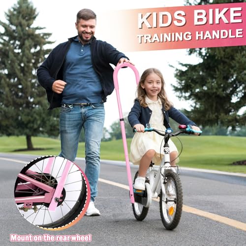 Height Adjustable Kids Bike Safety Trainer Handle with Pink Finish