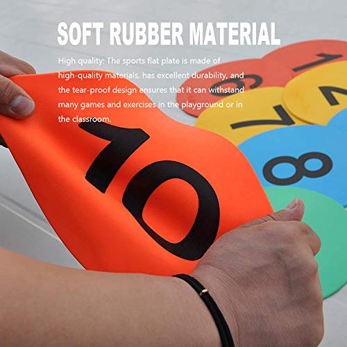 Numbered Poly Spot Markers - 10pc Anti-Slip 9 Inch Floor Dots for Sports & Training - Black
