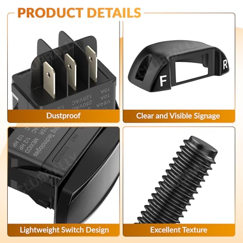 Black Forward Reverse Switch and Housing Kit for Golf Carts - Compatible with Club Car Precedent, Tempo, Onward