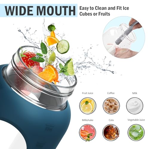 84oz Glass Water Bottle with Dual-Purpose Lid and Silicone Handle - Dark Blue