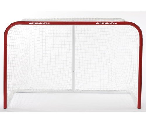 Winnwell Steel Intermediate Hockey Net 72" W/ 1.5/1.125" Posts Lightweight & Easy to Transport for Outdoor & Indoor Hockey Games with Street Hockey Balls