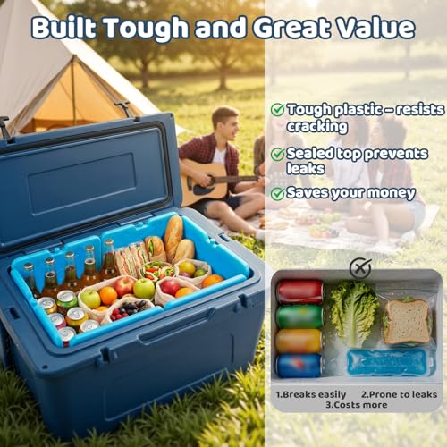 Large Reusable Ice Packs for Coolers - 13 x 10 inch, 6Lb, Set of 4