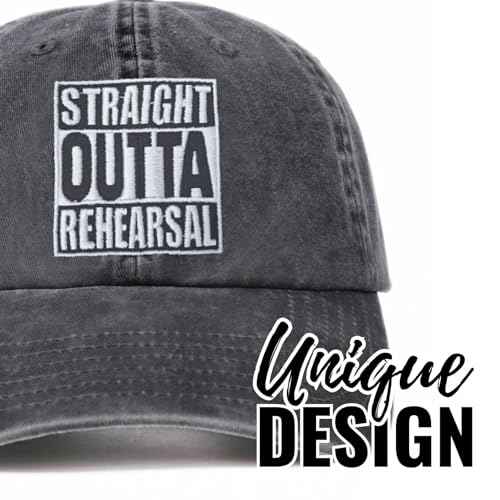InnoBeta Actors Gifts Cap, Funny Adjustable Embroidered Hat Gifts for Theater Actress on Birthday, Christmas, Straight Outta Rehearsal Grey