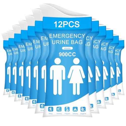 12 PCS Disposable Urine Bags,900ML Pee Bags for Travel for Women and Men, Portable Emergency Urine Bag with Leakproof Seal for Road Trips, Camping, Hiking, Traffic Jams,Pregnant, Patients