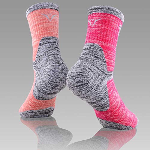 FEIDEER Hiking Walking Socks For Women, Multi-pack Outdoor Recreation Cotton Moisture Wicking Crew Socks