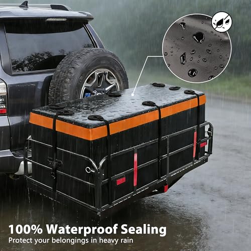 LOCKIETTA 14.4x24x60-Inch Folding Hitch Cargo Carrier Basket 500LBS Waterproof Rack