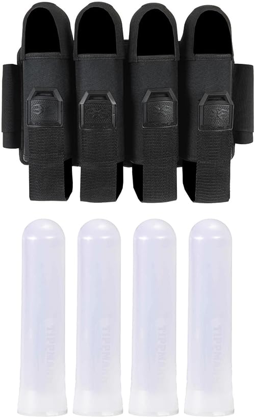 Empire Omega Paintball 4 Pod Harness Hook & Loop Strap with 4x140 Round Pods Package (Black)