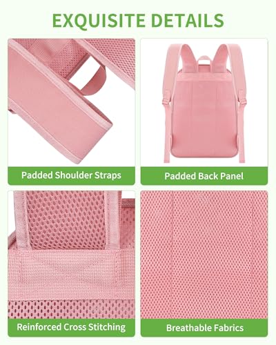 Mesh Backpack Heavy Duty Large Capacity Beach Bag - Princess Pink 28L