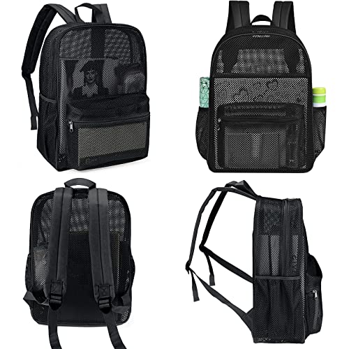 Heavy Duty Mesh Backpack for College & Outdoor Activities - Black