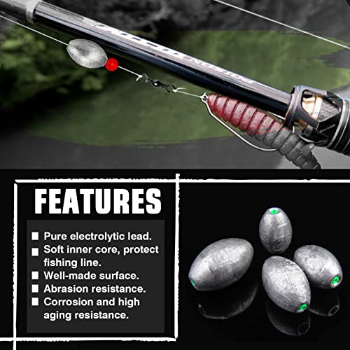 Fishing Egg Sinkers Kit 8 Pcs 2.5oz - Drop Lead Weights for Saltwater & Freshwater Casting
