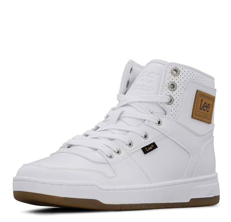 Lee Men’s Daybreaker Hi Retro Court Sneaker White Mono/Gum