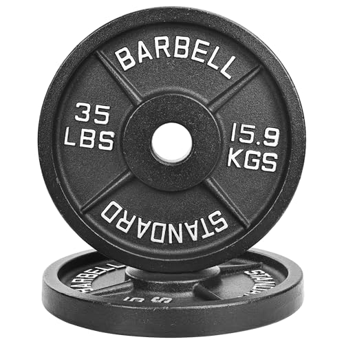 Fitvids 2-Inch Olympic Cast Iron Weight Plate for Strength Training & Weightlifting, Multiple Sizes
