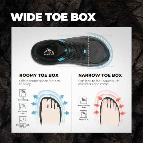 NORTIV 8 Men's Wide Toe Box Trail Running Shoes Cushion Walking Barefoot Tennis Workout Gym Cross Training Shoe Fashion Sneakers Whitney