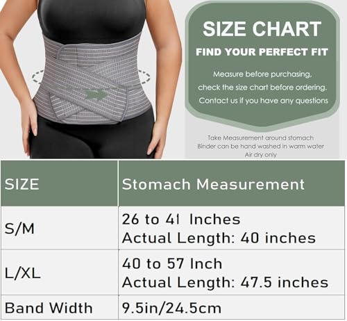 Postpartum Abdominal Binder Support Wrap - Grey, Waist L/XL