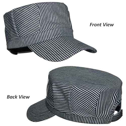 Blue and White Railroad Engineer Hat Train Conductor Adult Hat