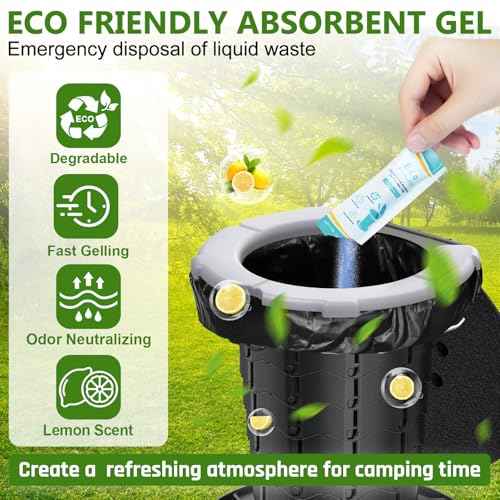 BLIKA Camping Toilet Bags Eco Absorbent Gel Set, Portable Toilet Bags with Gel, 8 Gallon, 30 Liter, Heavy Duty 1 Mil, Toilet Replacement Bags with Toilet Powder for Camping Outdoor Hiking