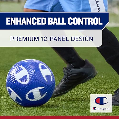 Soccer Ball Size 5 with Pump - Deflated for Easy Shipping - White/Surf the Web - Durable Panels for Kids & Adults