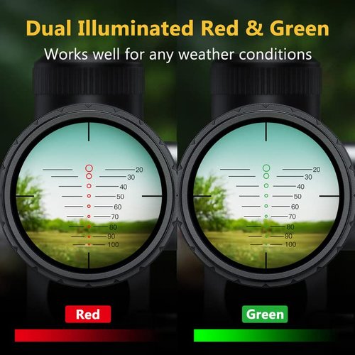 CVLIFE 1.5-5x32 Crossbow Scope, 20-100 Yards Ballistic Reticle, 300-450 FPS Red Green Illuminated Optic Crossbow Scope for Hunting