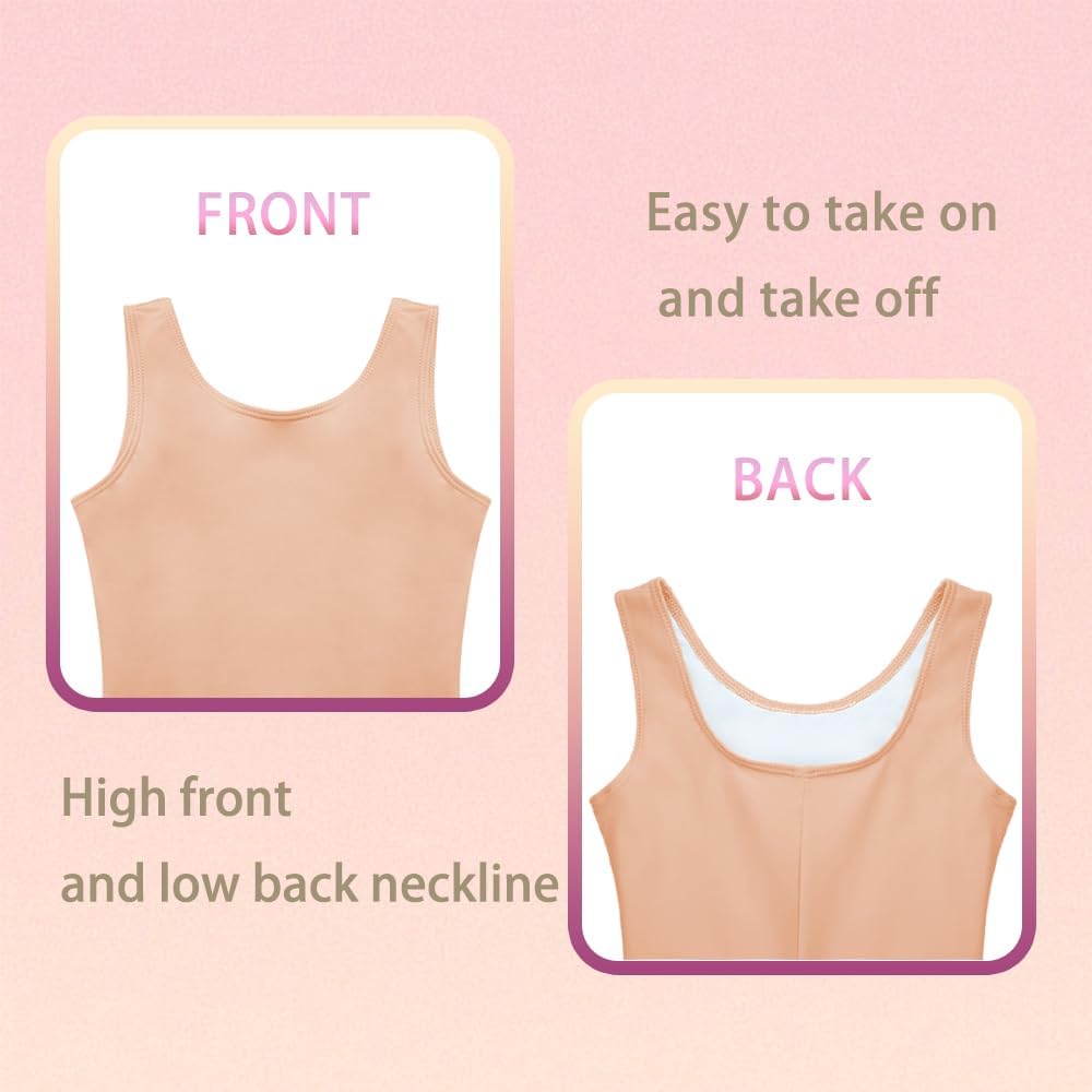 speerise High Stretch Gymnastics Leotards for Girls with Hair Scrunchie, Unitard Kids Short Tank Biketard Dance Costumes Gymnastics Outfit Ballet