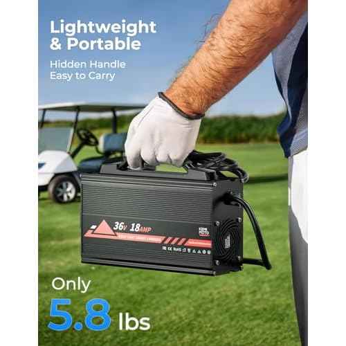 KEMIMOTO Onboard 36V Golf Cart Charger with Universal Fit, 18A Golf Cart Battery Charger, Overcharge Protection, BMS, Full in 4-6H, Trickle Charge, 16 ft, D-Plug, for Lead Acid Battery