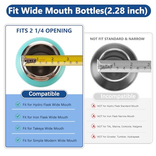 White Flip Top Replacement Lid for Hydro Flask Wide Mouth Bottles - Button Lock & Soft Handle