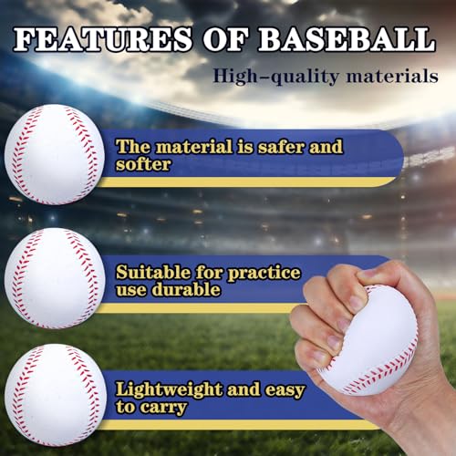 White Foam Baseballs 4 Pack - 9 Inch Soft Training Balls with Drawstring Bag