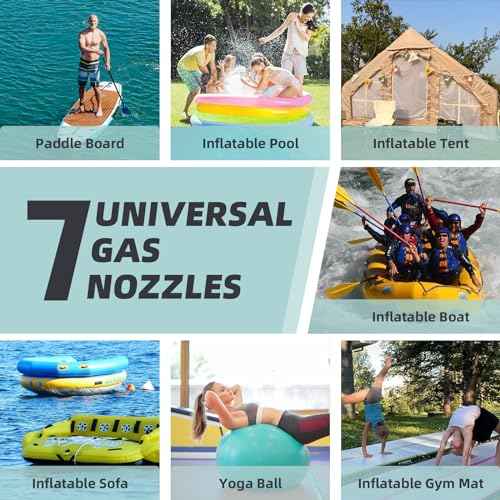 Paddle Board Pump Adapter Hose, Universal Sup Pump Adaptor Hose with 7 Air Valve Nozzles Fits for Most Sup Pump, Swivel Threaded Connector, Inner Diameter 0.9inch