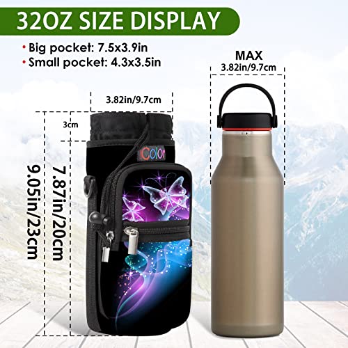 Insulated Water Bottle Carrier Bag with Phone Pocket and Adjustable Strap 25/32/40/64 oz