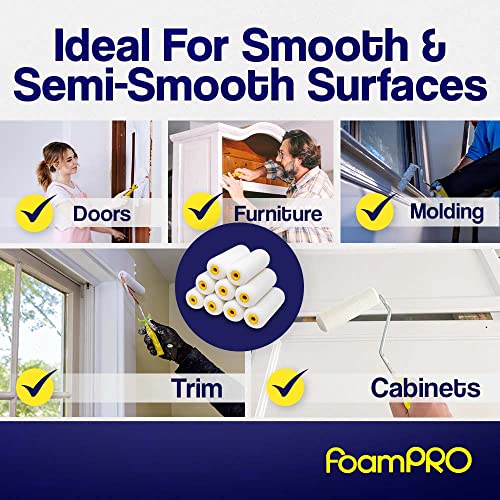 4-Inch Foam Roller Refills Pack of 10 for Smooth Paint Application - Fine Finisher