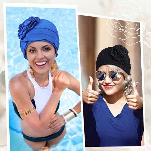 JenPen 4 Pcs Cotton Chemo Turban Headwear for Women Soft Cancer Head Scarf Hats Elastic Covers Wraps for Women's Hair