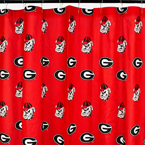 Georgia Bulldogs Shower Curtain Cover - Bright and Colorful 70 x 72 Inches with Buttonholes