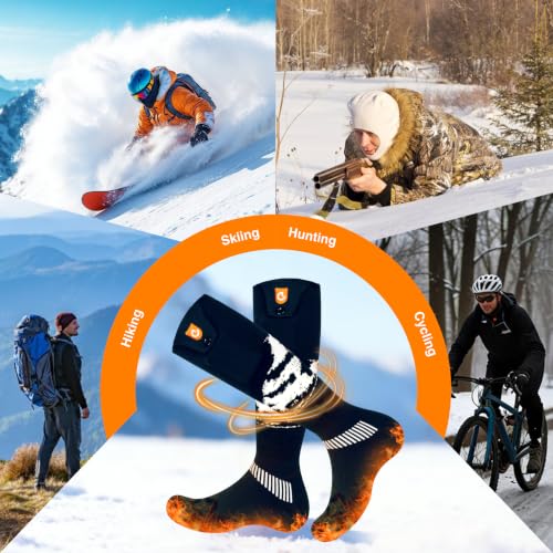 Rechargeable Heated Socks for Men Women Dark Blue 6000mAh App Control Winter Outdoor