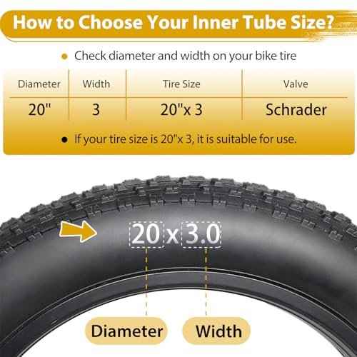 2 Pack 20 x 3.0 Fat Tire Tube Schrader Valve, Puncture Proof Bike Tubes for 20 x 3 Bicycle Tire, Butyl Rubber Inner Tube for EBike/Electric Bike/Mountain Bike