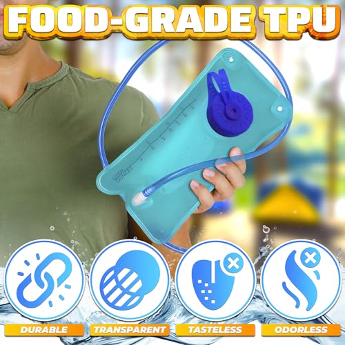 1.5L Hydration Water Bladder for Hiking Backpack - Blue, Wide Mouth, Fill Marks