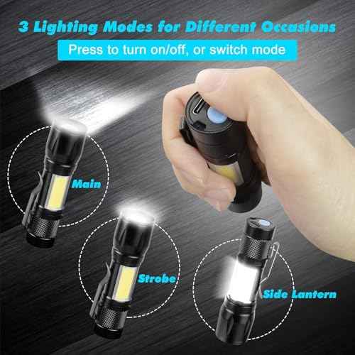 KunHe 6 Pack USB Rechargeable Mini Small LED Flashlights Bulk Camping Lantern Flashlight Bright High Lumens EDC Flash Light Stocking Stuffers