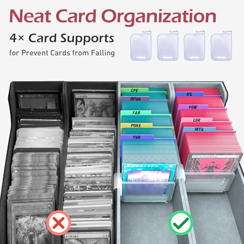 4-Row Trading Card Storage Box 3200+ Cards with Dividers - Red & White