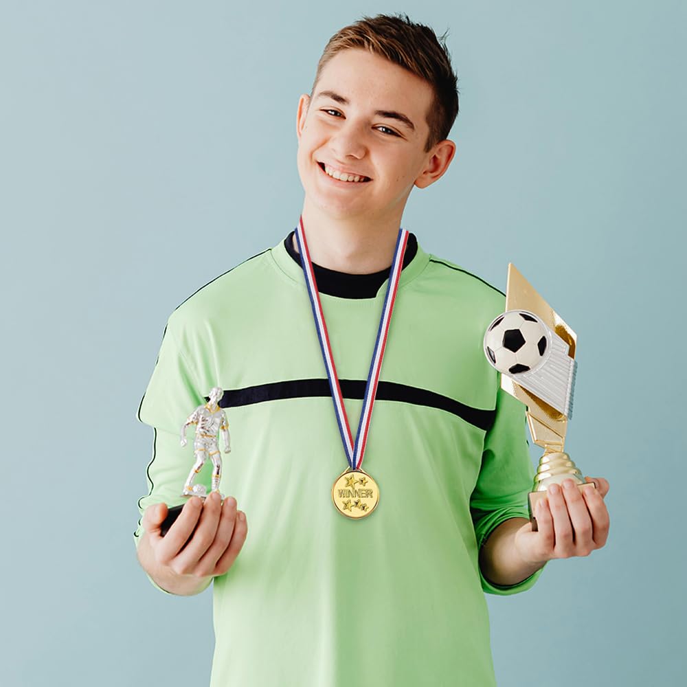 100 Pieces Gold Medals for Kids Medals for Awards Plastic Winner Award Medals for Sports, Competition, Talent Show, Spelling Bee Birthday Party Favors Gifts
