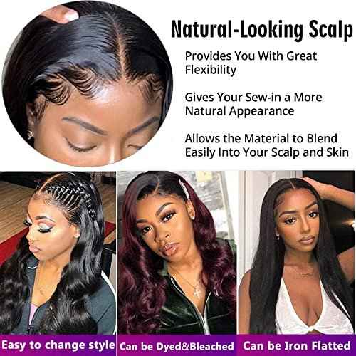 13x4 Ear to Ear HD Lace Frontal Closure 12A Unprocessed Brazilian Virgin Body Wave Human Hair Frontal 150% Density 18 Inch Full Lace Closures Pre Plucked Natural Black