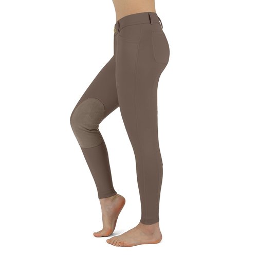 beroy Women Horse Riding Knee-Patches Pants Ladies Equestrian Front-Zip Breeches Legging with Pockets(Sand,M)