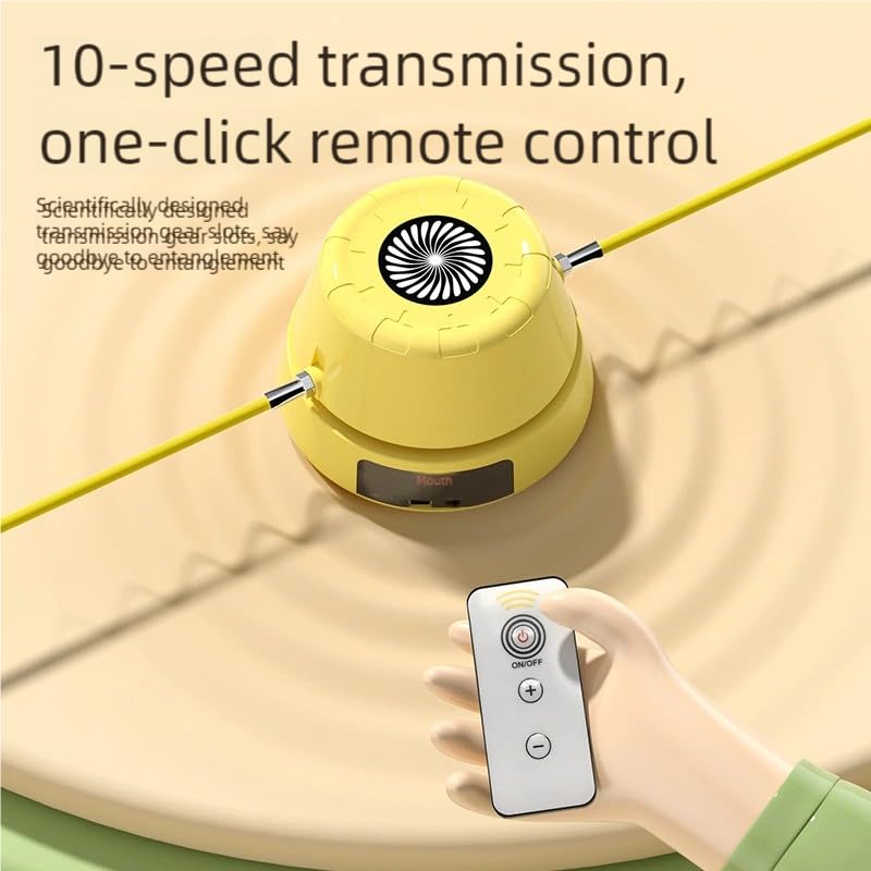 Hyperhop Auto Jump Trainer, Rechargeable Jump Rope Machine,Automatic Rope Skipping Machine,10-Speed Gearshift,for Multi-Person Entertainment, Family, Gym, Office, Party (Yellow)
