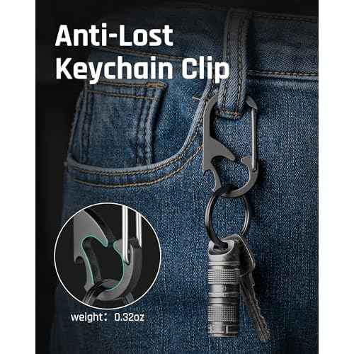 TISUR Titanium Carabiner Keychain Clip, Anti-Lost Key Ring Holder, Self-Locking Metal Gate Clip Key Chain Bottle Opener for Men Women